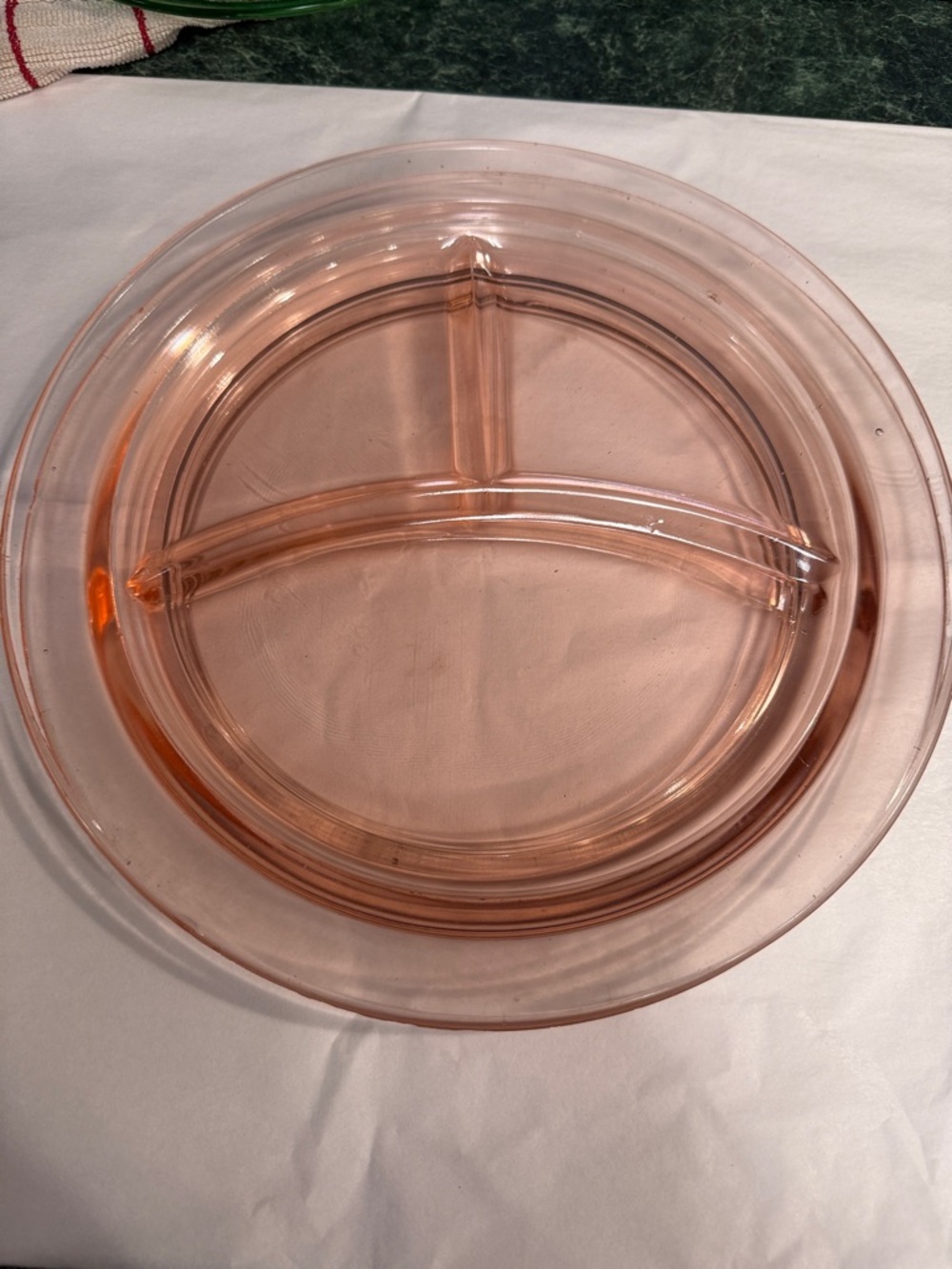 Set of two Pink Glass Divided plate or platter